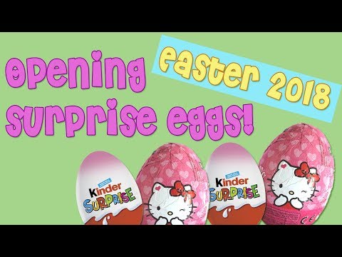 ~Happy Easter! Opening surprise eggs (Hello Kitty, Kinder)!~