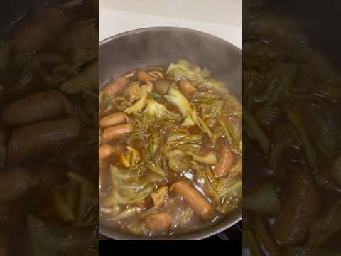 キャベツにウインナー入れてカレー粉で煮たらそんだけで充分やんと思う人に捧げる動画 #アケメシ#カレー#キャベツ