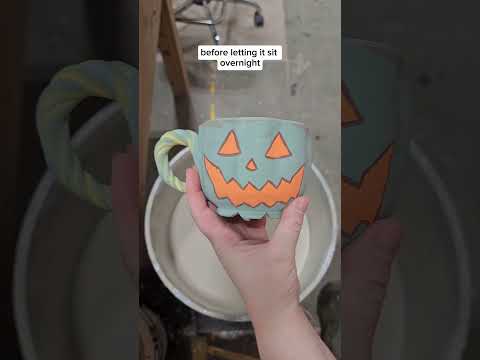 Green Jack O lantern mug #NowWhatPotteryWorks #Halloween #JackOLantern #Pottery #Glaze #Pumpkin #mug