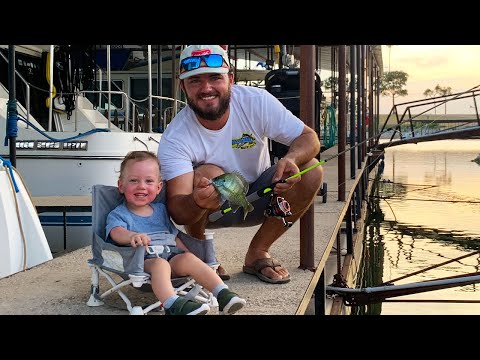 Fishing For BLUEGILL Off The Dock {Catch Clean Cook} Easy Fried Fish Recipe