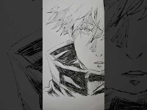 I tried drawing with pen.... #gojo #jujutsukaisen #anime #drawing #shorts