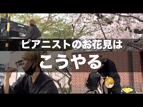 【VLOG】プロのピアニストが桜吹雪の中本気の演奏したら涙腺崩壊したww【千本桜】【旅立ちの日に】【ストリートピアノ】