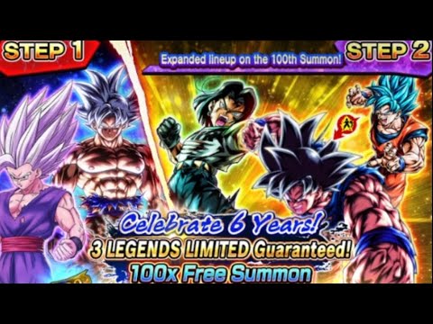 [DRAGON BALL LEGENDS] CELEBRATE 6 YEARS! 3 LEGENDS LIMITED GUARANTEED! 100X FREE SUMMON