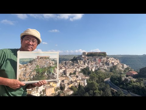 360/【イタリアラスト】天空の街