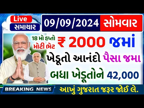 આજના તાજા સમાચાર/ આજે:દેવામાંફ,ફેંસલો,ભેટ,2000 હપ્તો,ખેડૂતો:6લાખ, રેશન,ચૂંટણી ભેટ / khedut samachar