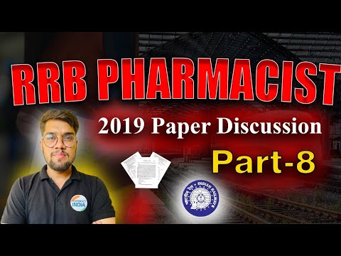 RRB Pharmacist 2019 Question Paper | 10 Questions | Part-8 | Series Of 100 Questions #rrbpharmacist