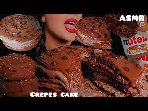 🍫🥞asmr Nutella chocolate crepe cake with magnum ice cream and milk |목방 크레이프 케이크|목방 초콜릿 | Notalking 🐾