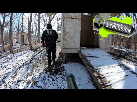 PAINTBALL IN THE SNOW // BARREL CAM // CHICAGO'S PAINTBALL EXPLOSION PARK