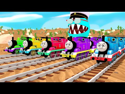 【踏切アニメ】あぶない電車 THOMAS FRIENDS RAINBOW COLORS Railroad Crossing Animation #train #3