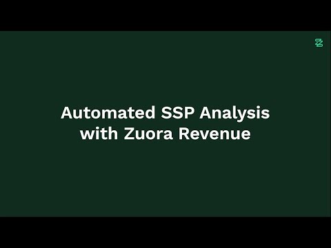 Zuora Revenue Standalone Selling Prices (SSP) Analyzer Micro Demo