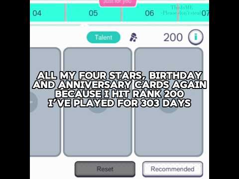 Doing this pjsk trend again cause I hit rank 200 | All my four stars, birthday and anniversary cards