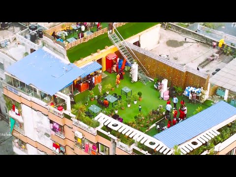 Green View Terrace Drone View | A rooftop restaurant in shonirakhra | Dhaka #shortsfeed #shorts