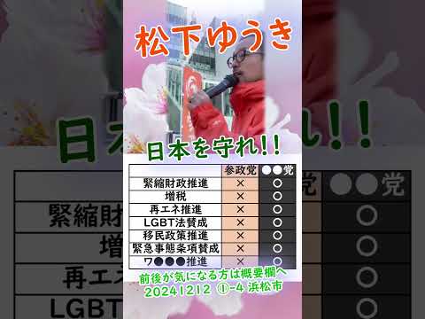 参政党【松下ゆうき】20241212①-4浜松駅（静岡県浜松市）【静岡県国政改革委員松下友樹松下ゆうき】参政党静岡