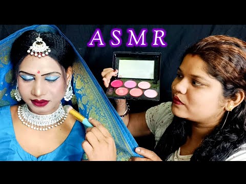 ASMR~Doing Elder Bro Transformation Wedding Bridal Original Makeup(Tingles) @asmrsangi7044 🌹❤️