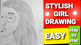 How to Draw Stylish girl portrait. 💫👧.Art with Sarish✔