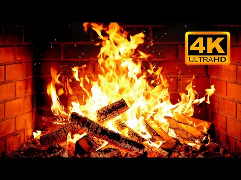 🔥 Cozy Fireplace 4K (12 HOURS). Fireplace with Crackling Fire Sounds. Fireplace Ambience