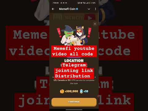 Memefi youtube video all code