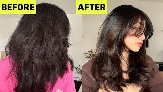 How To Style Curtain Bangs and Tame Frizzy Hair Like HAIR STYLISTS!