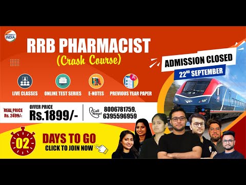 🛑Admission Closed | RRB Pharmacist Crash Course #rrbpharmacist #pharmacist