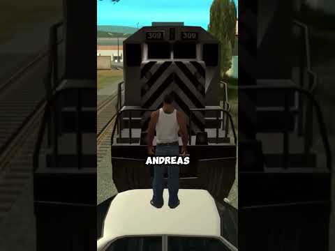 Getting hit by a train while you stand on a car in gta games!! #shorts #gta #grandtheftauto #games