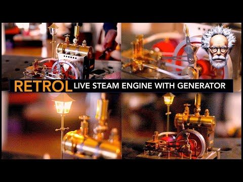 Live Steam Engine with Generator and Lamppost