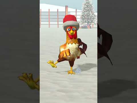 El gallo Bartolito bailando sobre la nieve en Navidad