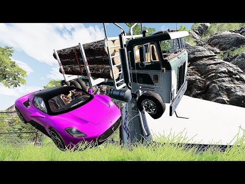 Cars VS  DANGEROUS CLİFF #12 Steep Slopes Mountain Road - Don't Stop - BeamNG Drive