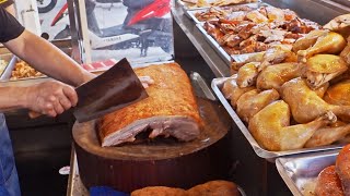 Amazing skills！Crispy Roast Pork Belly Cutting Master, Crispy Pork Skins / 快手老師傅！脆皮火肉切割大師, 港記燒臘便當