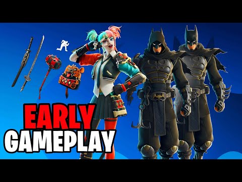 Fortnite EARLY GAMEPLAY: Ninja Knight Batman & Karuta Harley Quinn! 🥷 (Release Date + Prices)