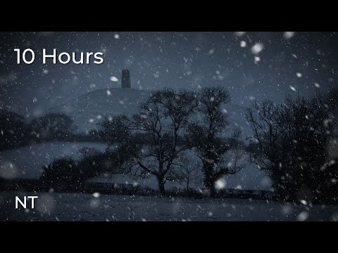 Winter Snow Storm & Cold Strong Wind Sounds for Relaxing, Deep Sleep, Insomnia | Glastonbury Tor