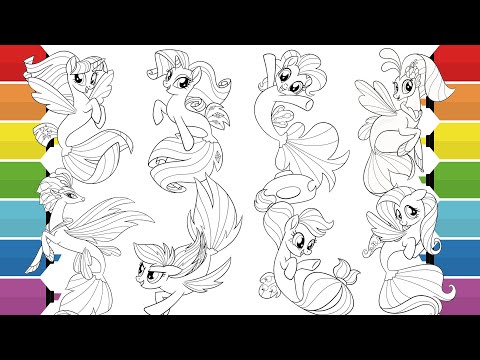 My Little Pony Mermaids Coloring Pages | Pinkie Pie, Rarity, Twilight Sparkle, Applejack