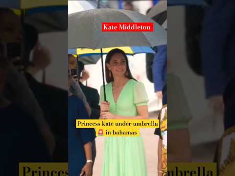 Princess kate waves at rain use umbrella royal tour Bahamas nd Prince William #shorts #katemiddleton