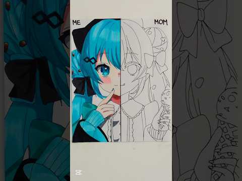 Me vs. my mom drawing Miku Hatsune 💙 | part 1 #mikuhatsune #vocaloid #art