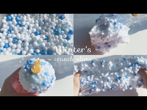 冬イメージのクランチスライムを触るだけ⛄️❄️  ゆる動画  ︎┊︎ slime