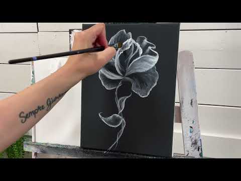 How to paint TRANSPARENT FLOWERS with one colour ~ Acrylic