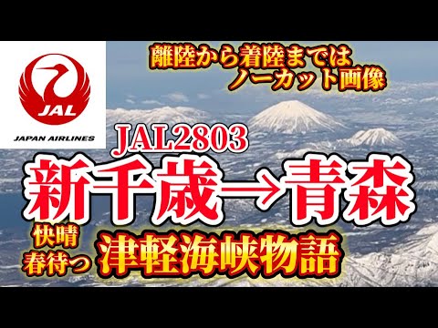 【JAL】JAL2803便　札幌　新千歳→青森　快晴　春待つ北海道・津軽海峡・青森県