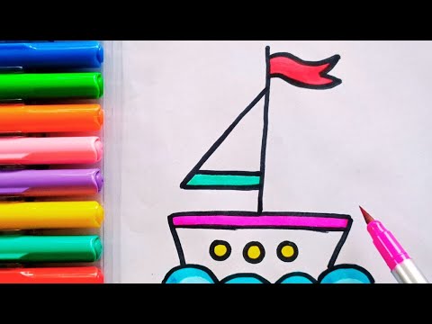 Drawing and Painting Colorful Boat for Kids & Toddlers | Simple Drawing, Coloring #drawing