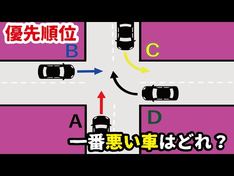 【知らないとヤバイ】交差点での優先順位ルールを答えられますか？運転免許取得者必須の道路交通法クイズ！