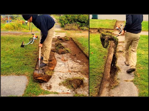 Overgrown SIDEWALK Hasn't Been EDGED In Years | Let's CUT & PEEL