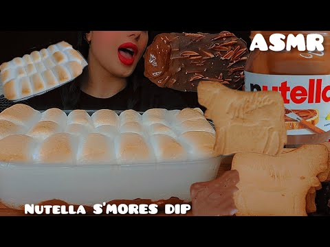 🍫 NUTELLA S'MORES DIP whit MAGNUM and Milka chocolate biscuit👅ASMR | 목방 누텔라 S'MORES DIP with 매그넘😋🐾