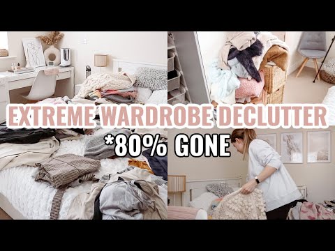 I got rid of 80% of my clothing 😳 EXTREME WARDROBE DECLUTTER | MESSY TO MINIMAL Closet Declutter