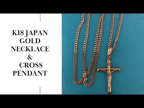 K18 japan gold japan jewelry 2カット　ダブルカット2 cut necklace with cross pendant #182