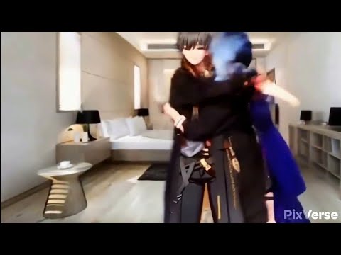 Suisei and Caelus from honkai star rail hug ai video