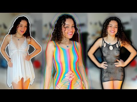 FISHNET DRESS TRANSPARENT TRY ON HAUL (4K)