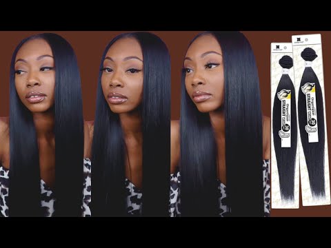 MIDDLE PART QUICK WEAVE WITH LEAVE OUT FT. Shake N Go Organique STRAIGHT SYNTHETIC HAIR + REVIEW.