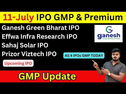 All 4 IPOs IPO GMP | Ganesh Green Bharat IPO GMP | Effwa IPO GMP | Sahaj Solar IPO GMP | Prizor IPO