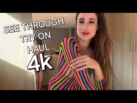 4K transparent See Through Try On Haul | rainbow dress With holly | Transparent try on haul 2024