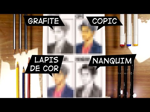 Comparando materiais de desenho: LÁPIS GRADUADO X MARCADOR X LÁPIS DE COR X CANETA NANQUIM