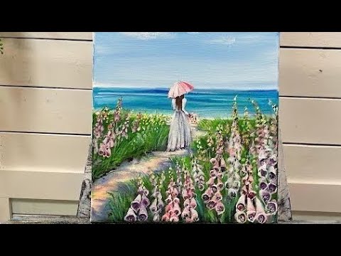 How To Paint LADY BY THE SEA | step by step Painting Tutorial in acrylic