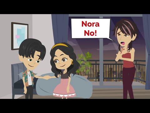 Don't kiss him, Nora! Easy English story | English conversation practice | No Aliens